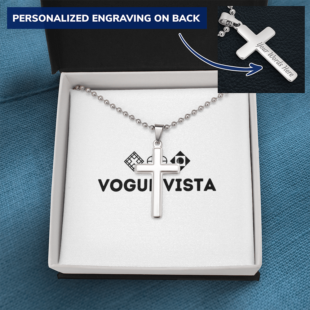 Personalized Cross Necklace with Ball Chain