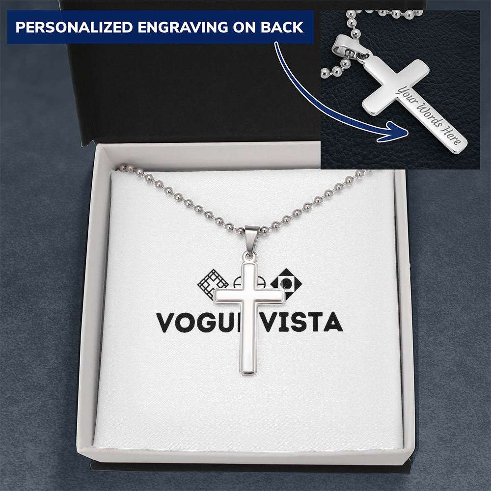 Personalized Cross Necklace with Ball Chain