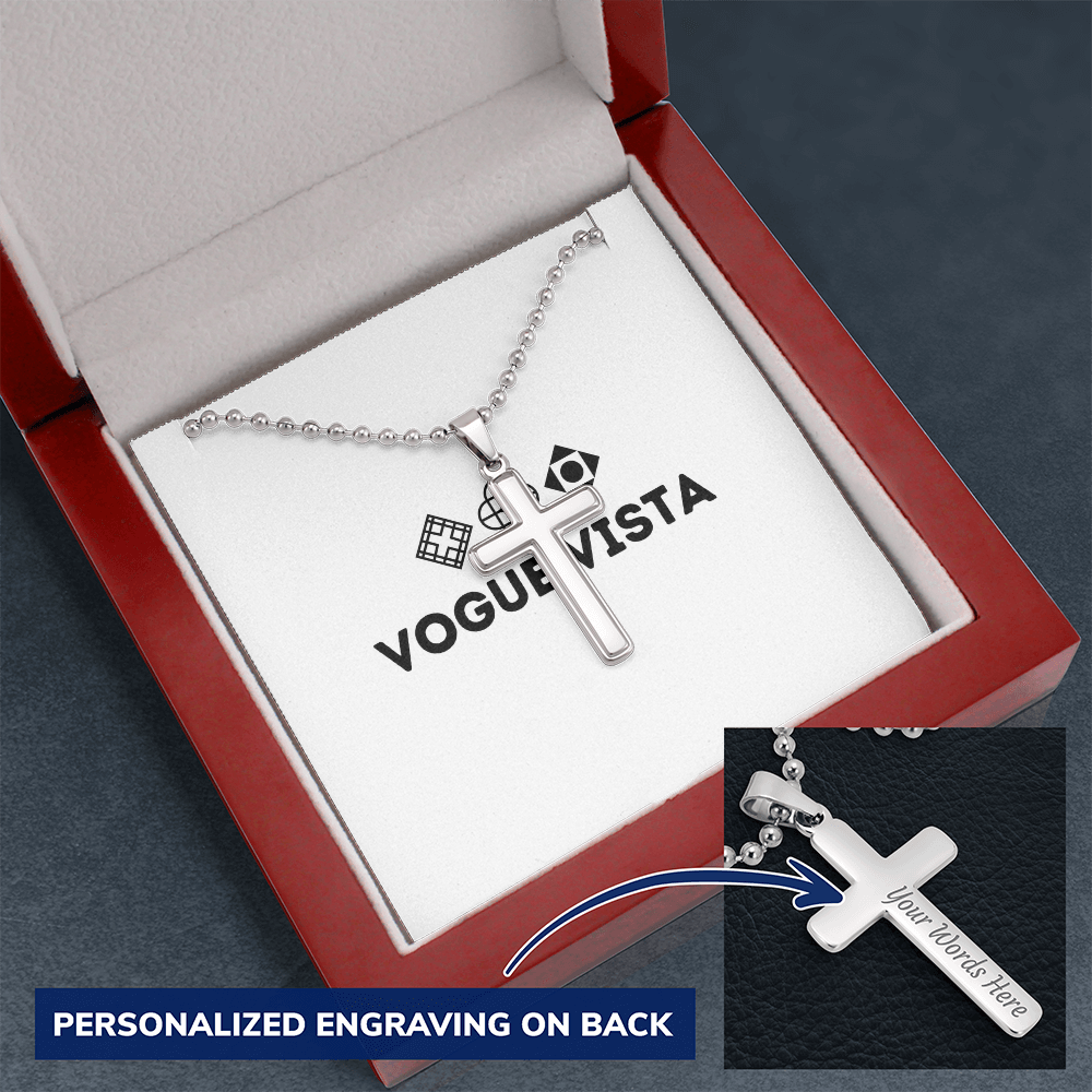 Personalized Cross Necklace with Ball Chain