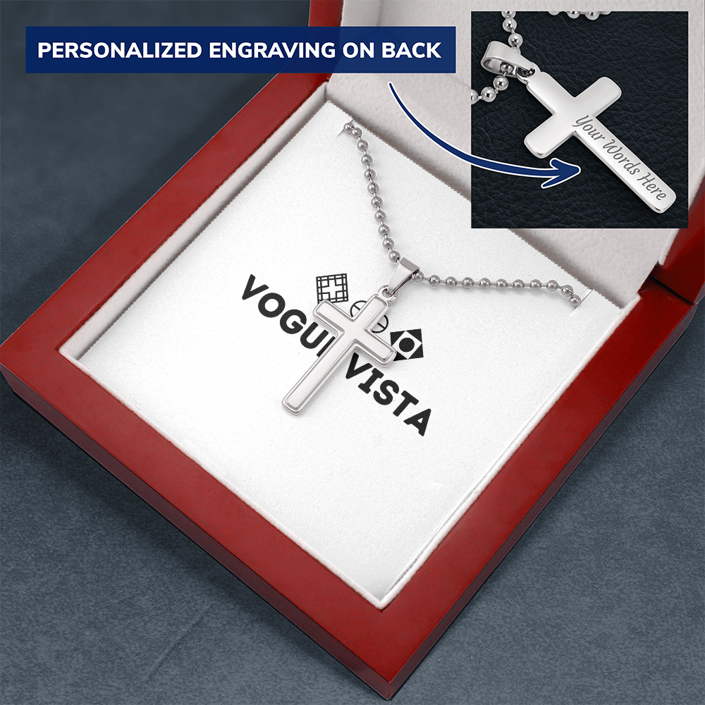 Personalized Cross Necklace with Ball Chain