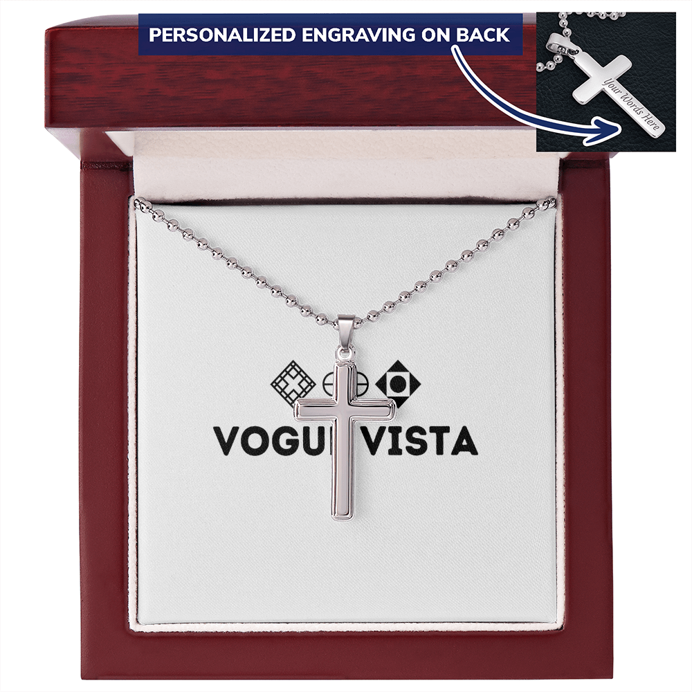 Personalized Cross Necklace with Ball Chain