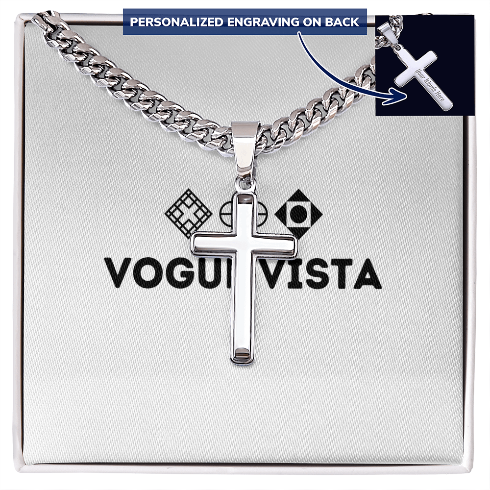 Personalized Cross with Cuban Link Chain