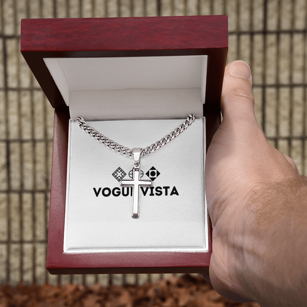 Personalized Cross with Cuban Link Chain