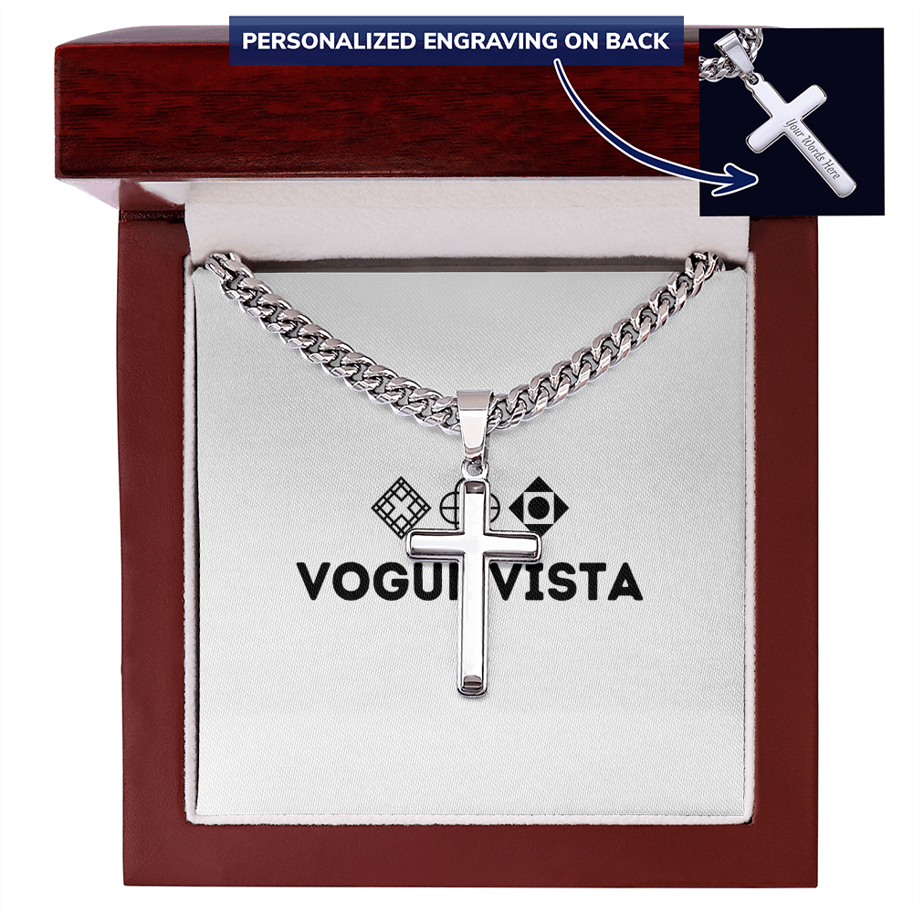 Personalized Cross with Cuban Link Chain