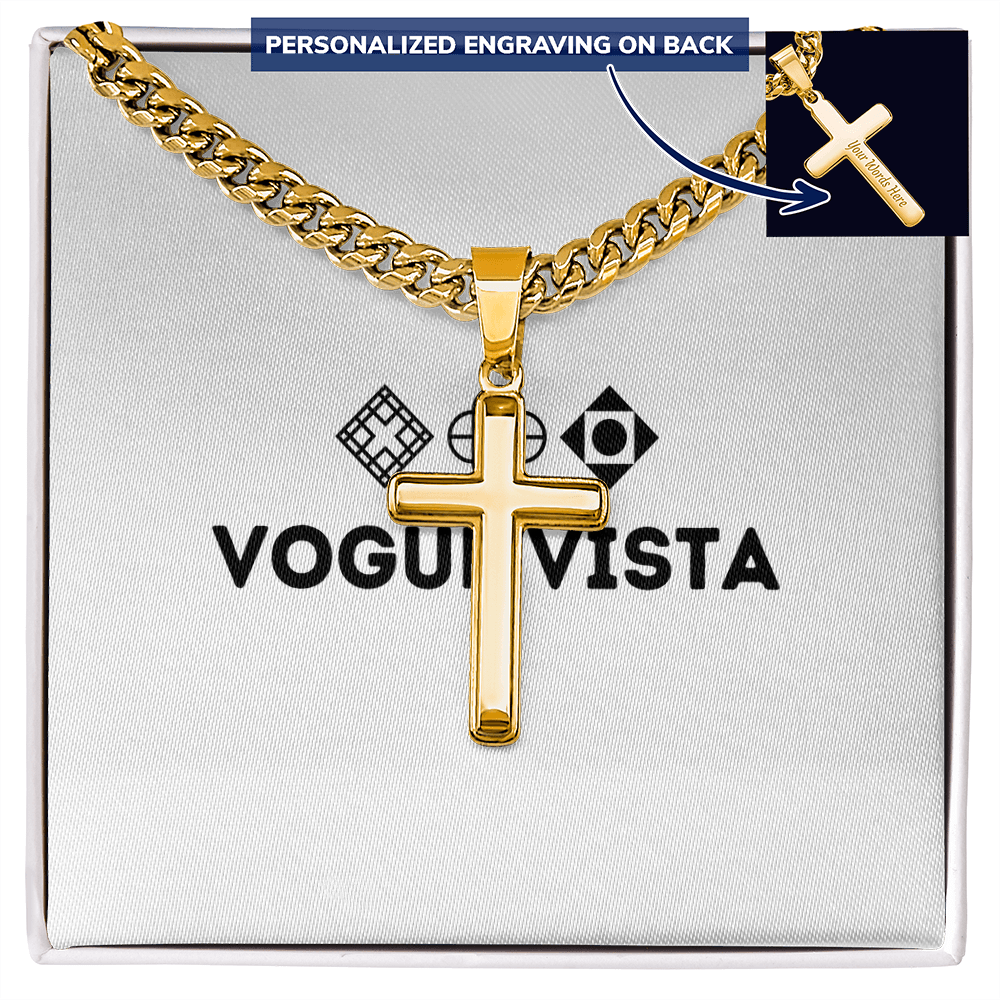 Personalized Cross with Cuban Link Chain
