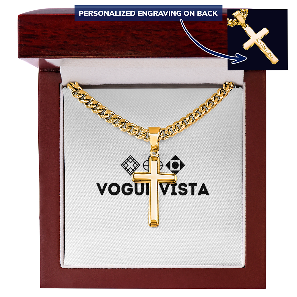 Personalized Cross with Cuban Link Chain