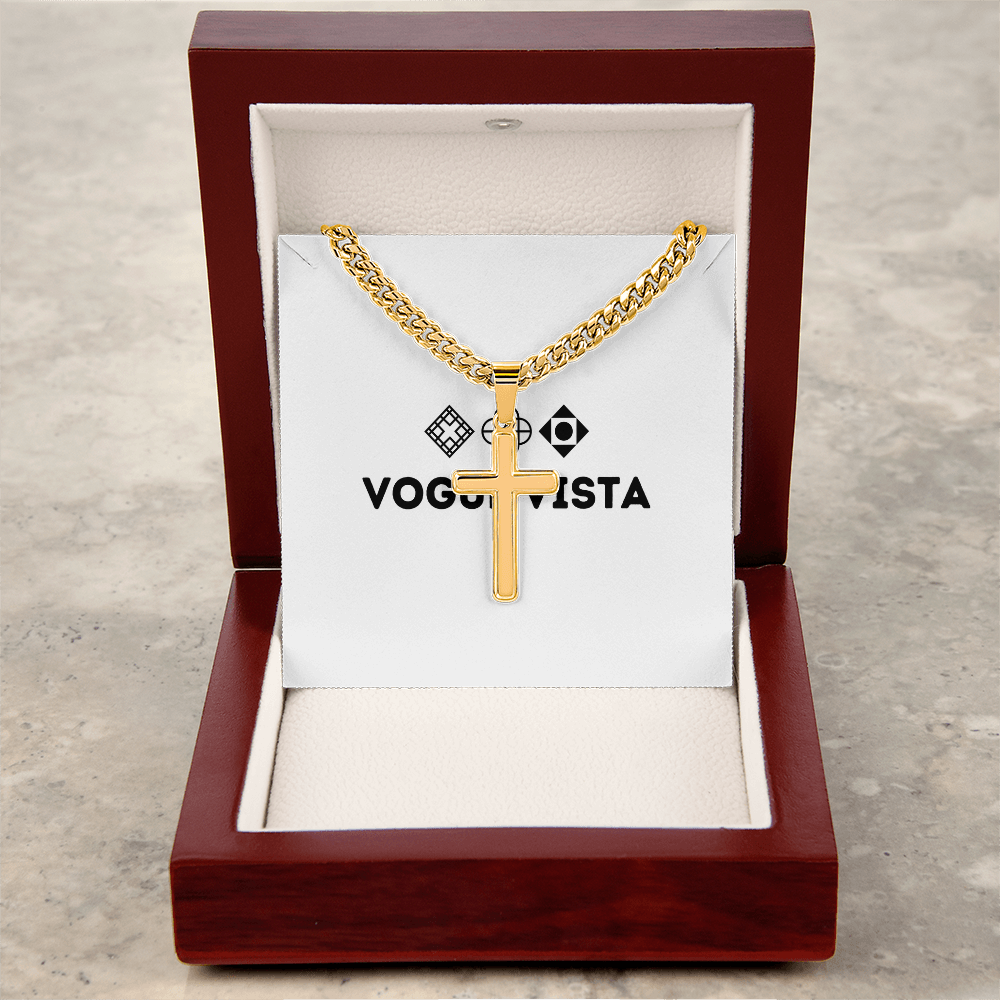Personalized Cross with Cuban Link Chain