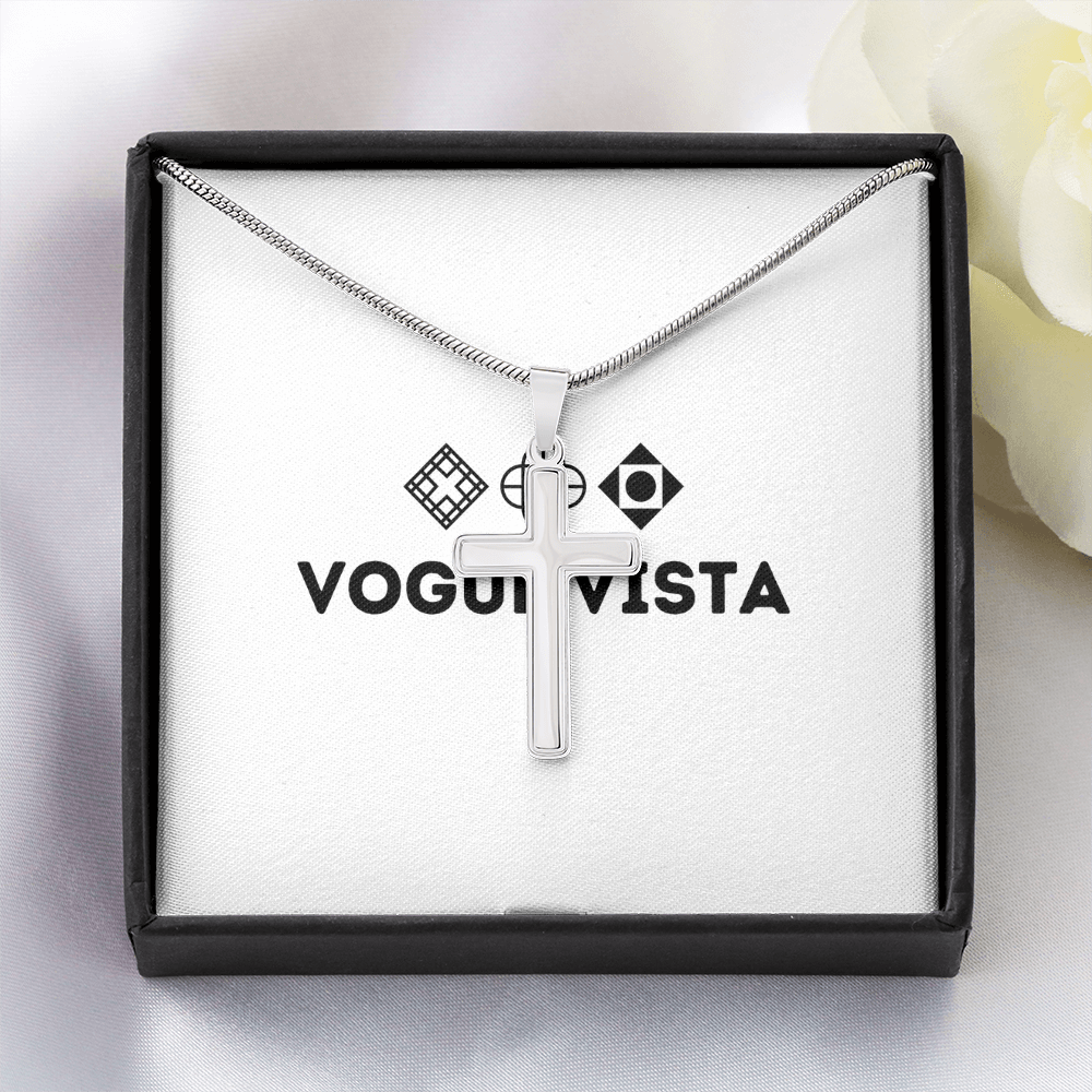 Artisan Cross Necklace with Snake Chain