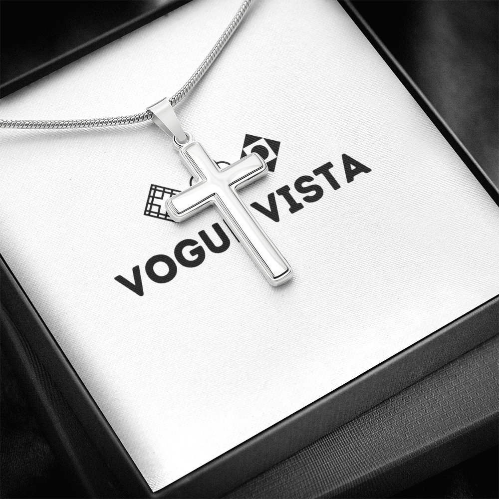 Artisan Cross Necklace with Snake Chain