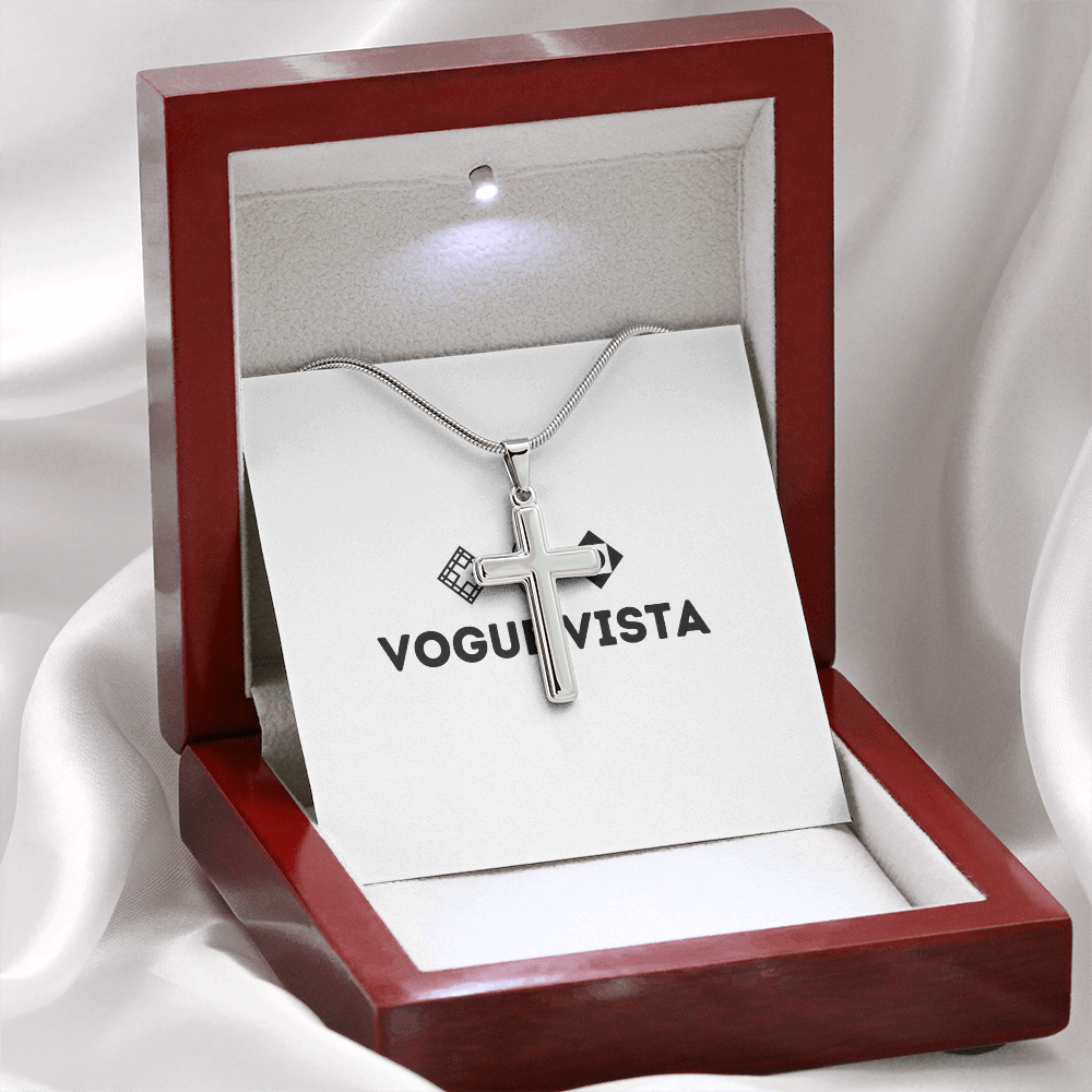 Artisan Cross Necklace with Snake Chain