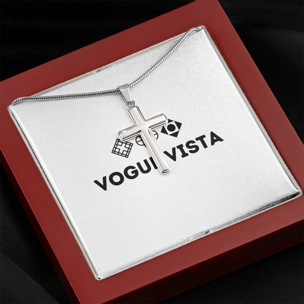 Artisan Cross Necklace with Snake Chain