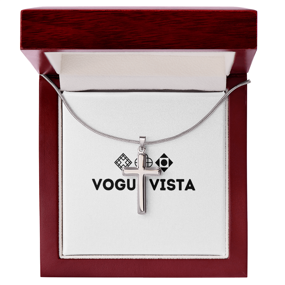 Artisan Cross Necklace with Snake Chain