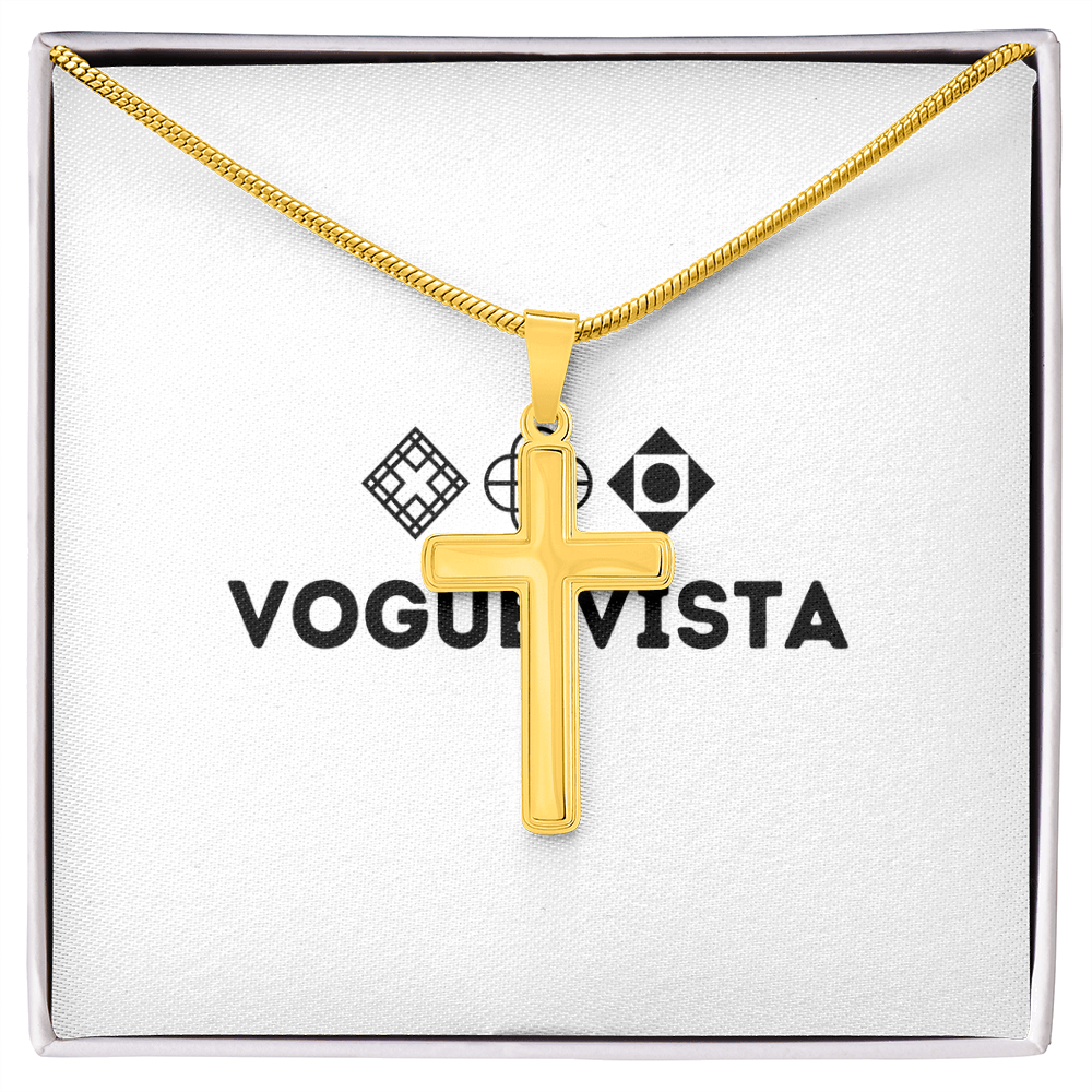 Artisan Cross Necklace with Snake Chain