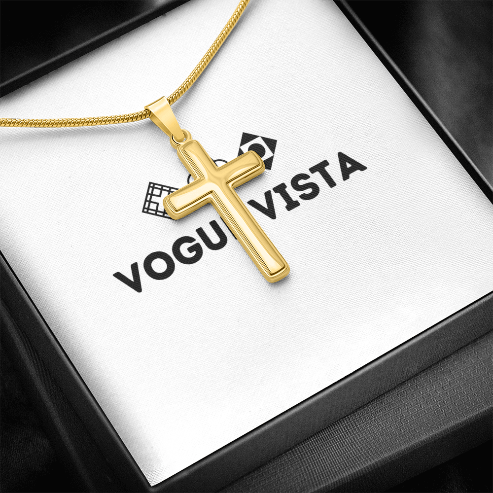 Artisan Cross Necklace with Snake Chain