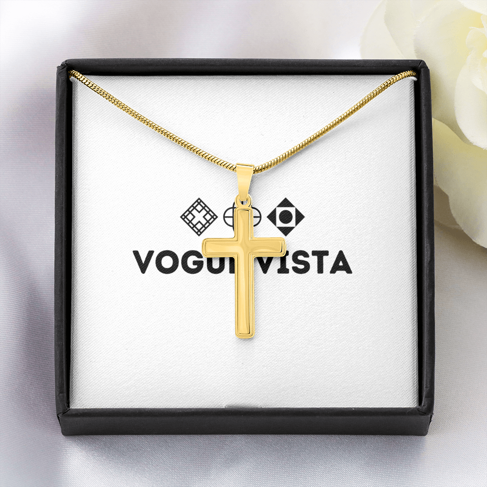 Artisan Cross Necklace with Snake Chain