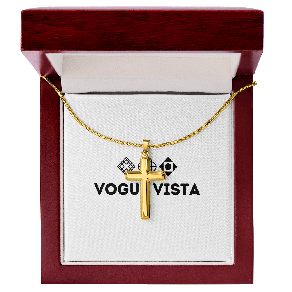 Artisan Cross Necklace with Snake Chain