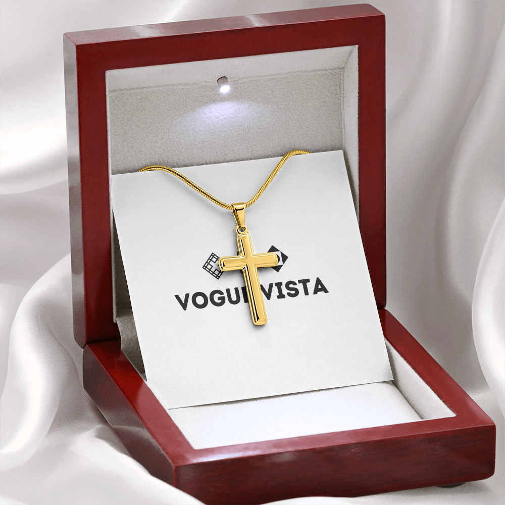 Artisan Cross Necklace with Snake Chain