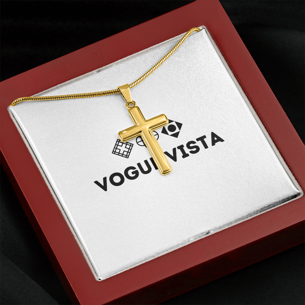 Artisan Cross Necklace with Snake Chain