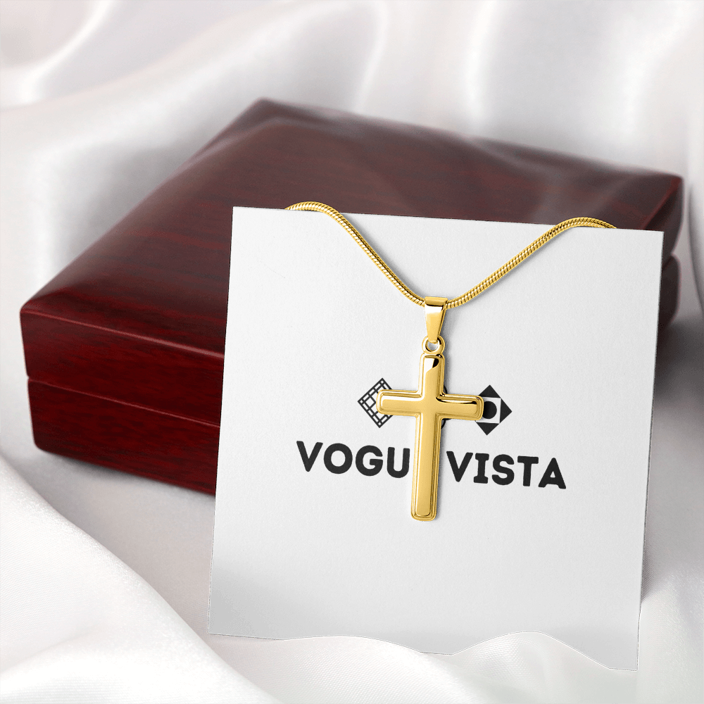 Artisan Cross Necklace with Snake Chain