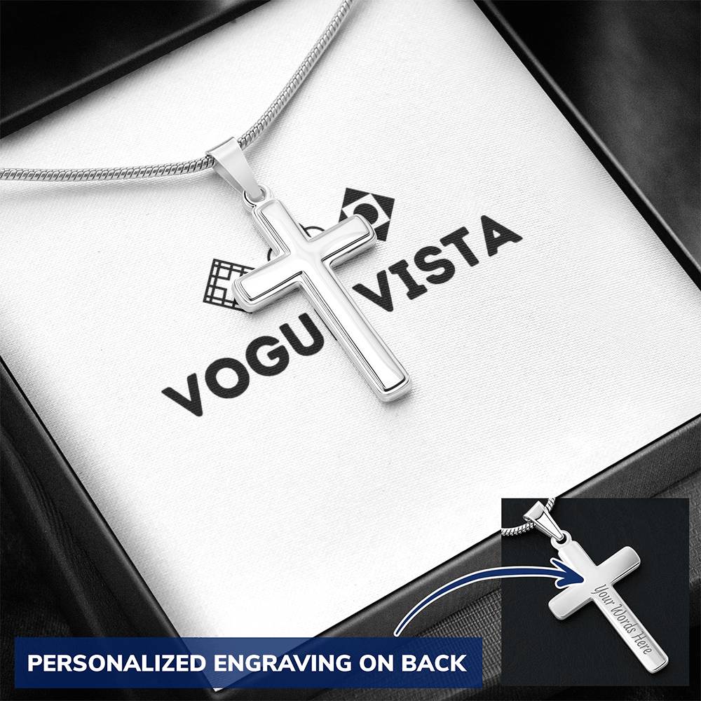 Personalized Cross Necklace with Snake Chain