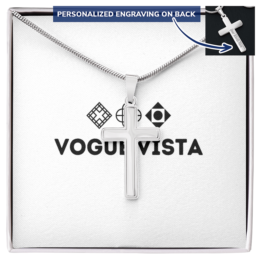 Personalized Cross Necklace with Snake Chain