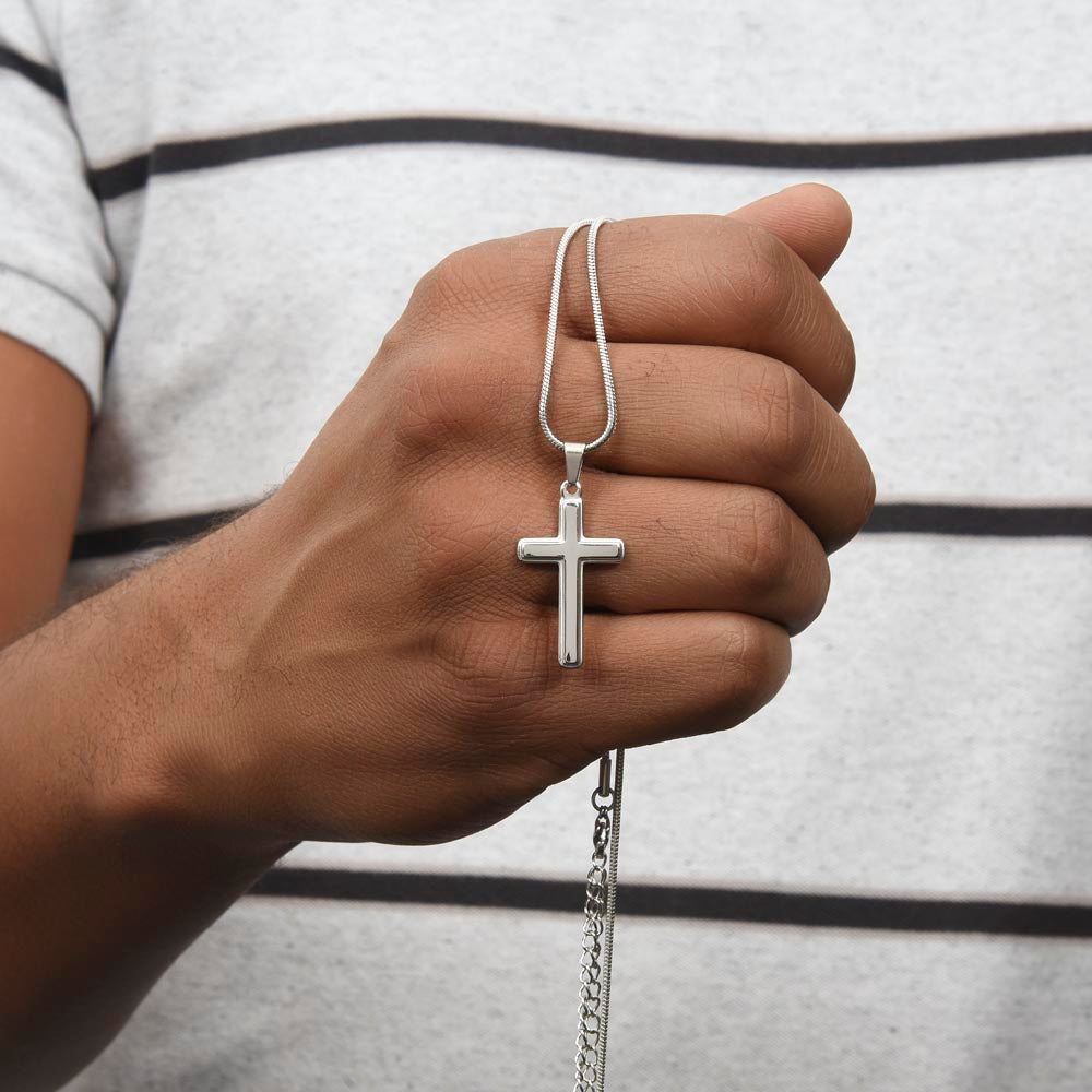 Personalized Cross Necklace with Snake Chain