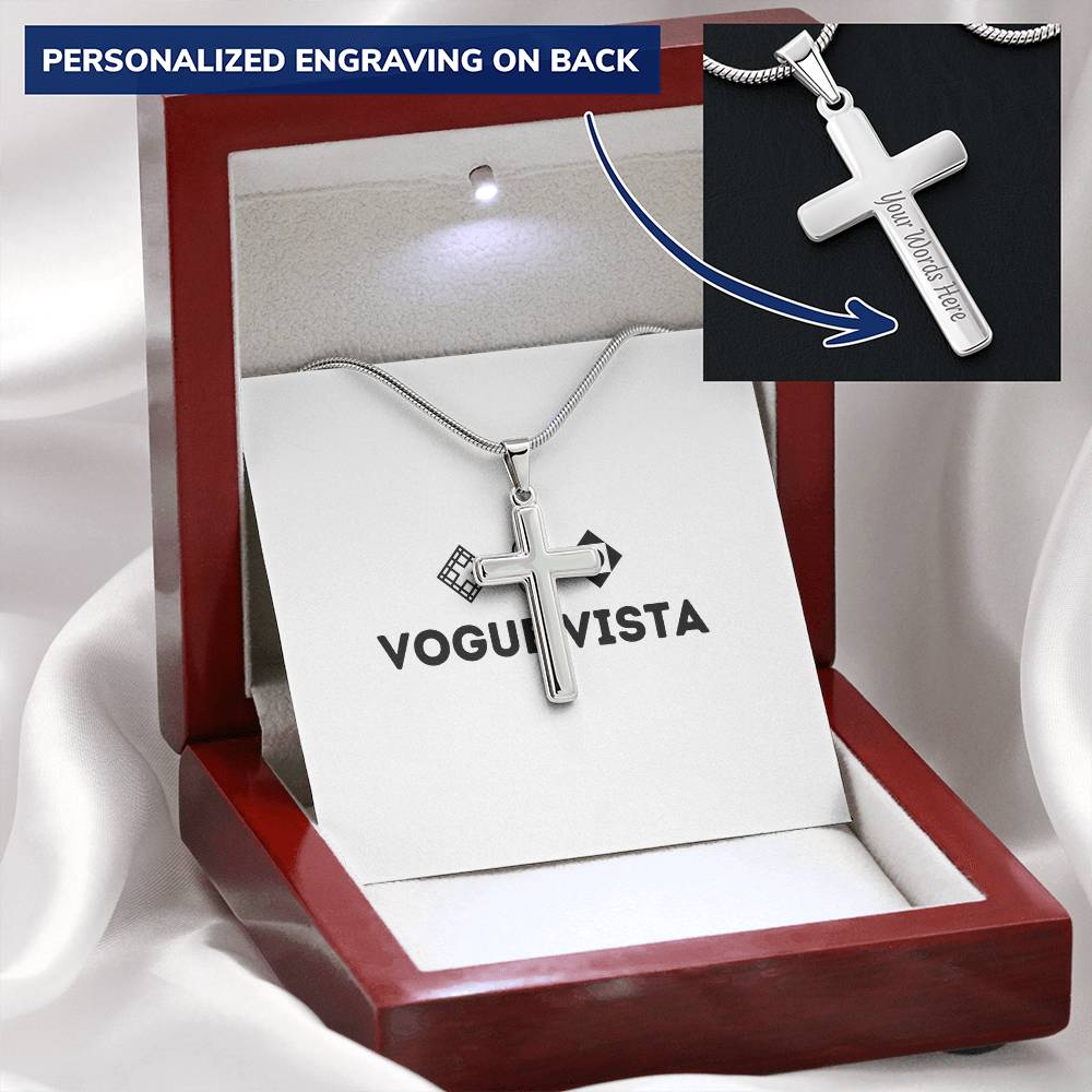 Personalized Cross Necklace with Snake Chain