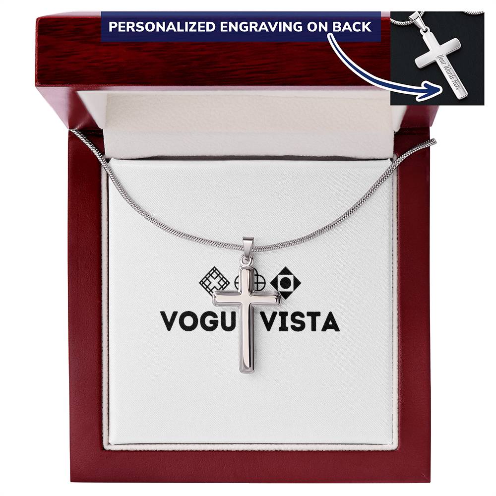 Personalized Cross Necklace with Snake Chain