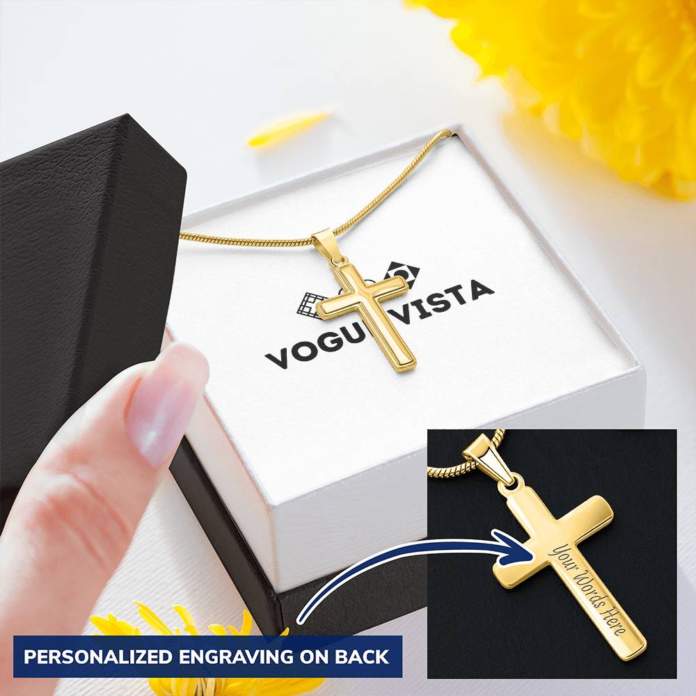 Personalized Cross Necklace with Snake Chain
