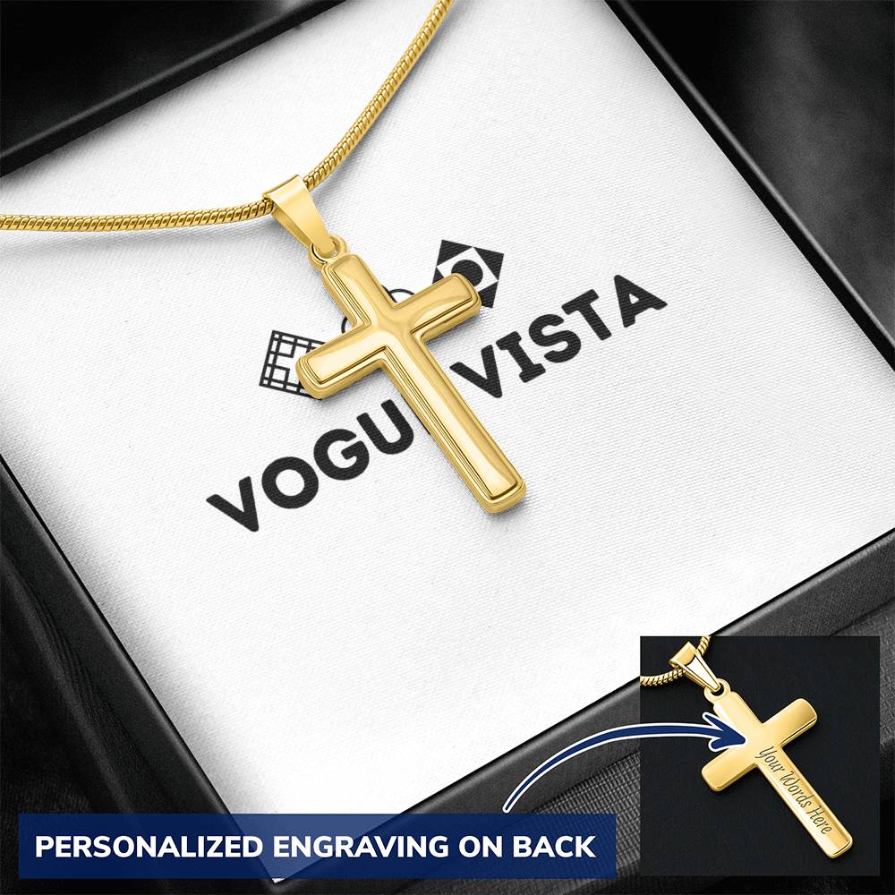 Personalized Cross Necklace with Snake Chain