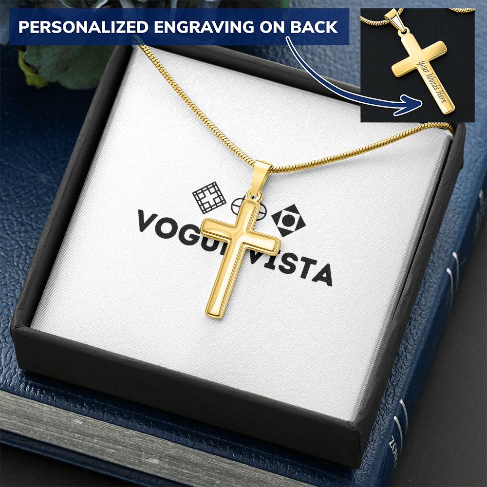 Personalized Cross Necklace with Snake Chain