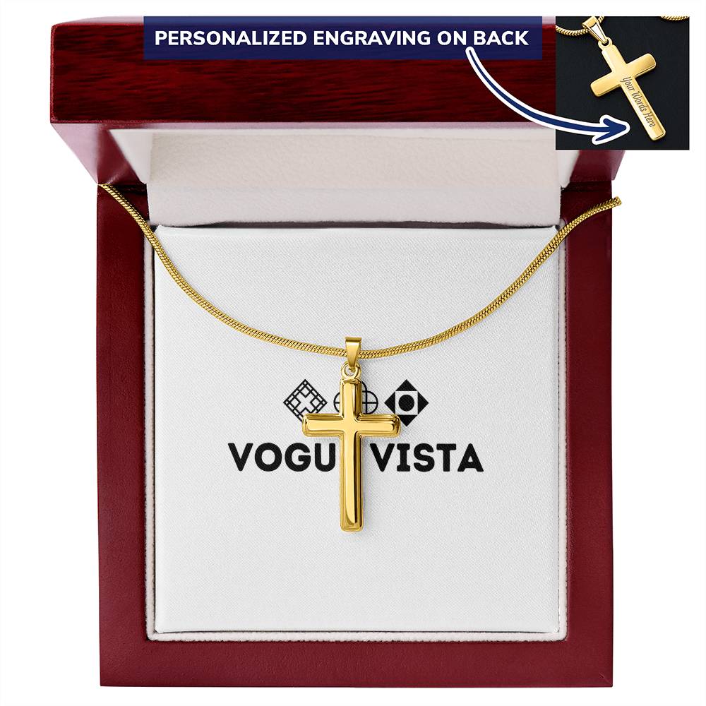 Personalized Cross Necklace with Snake Chain