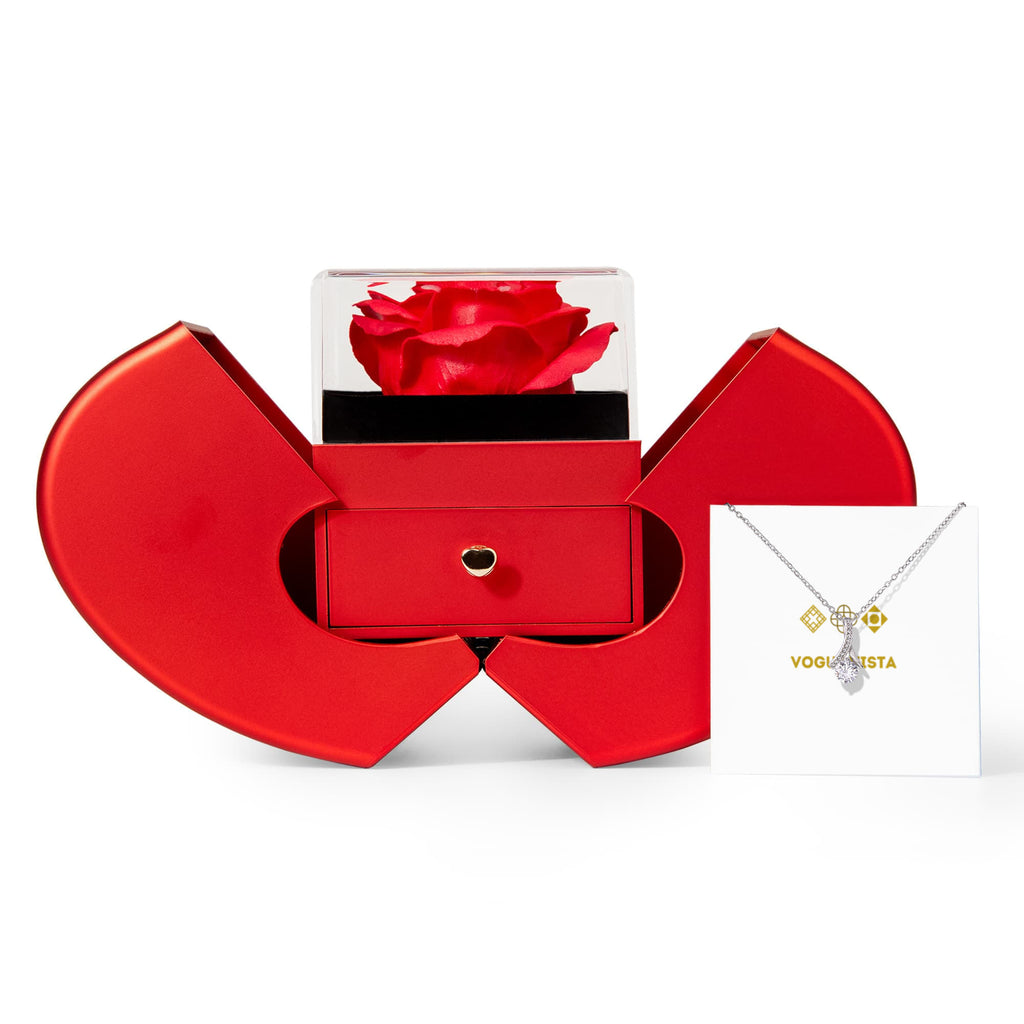 Alluring Beauty Necklace with Red Heart Rose Box