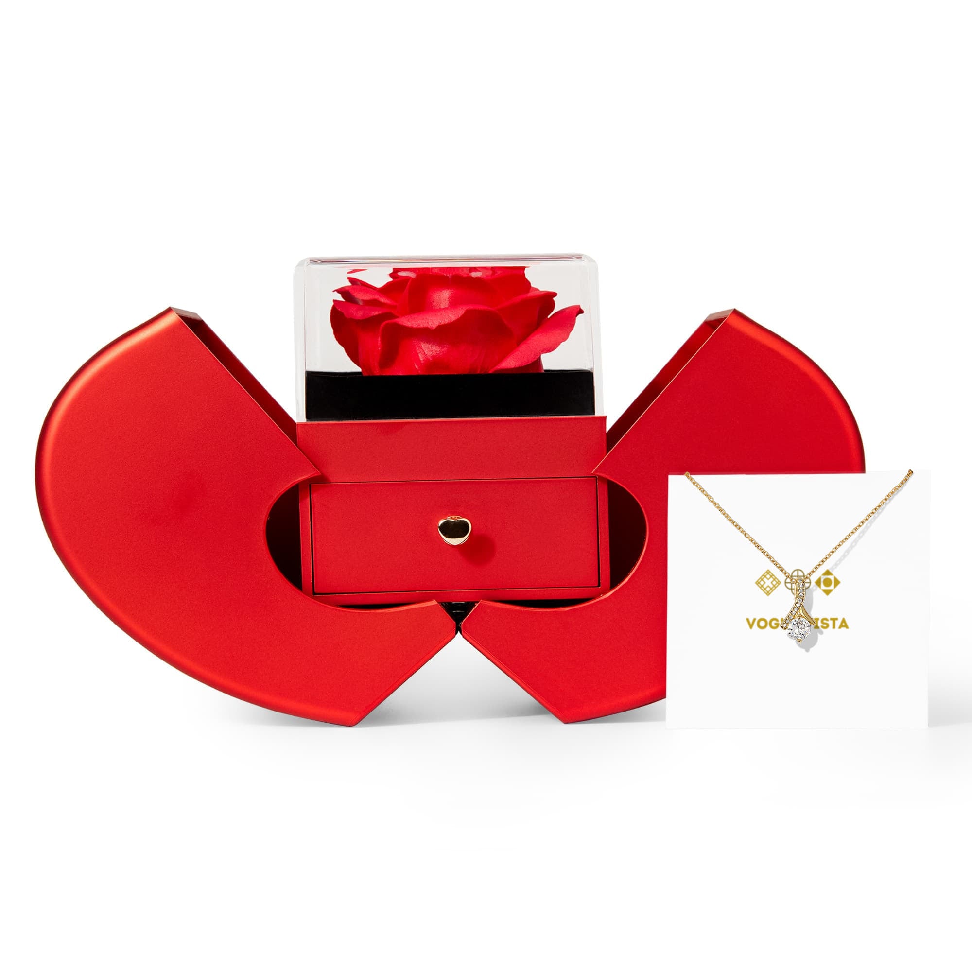 Alluring Beauty Necklace with Red Heart Rose Box