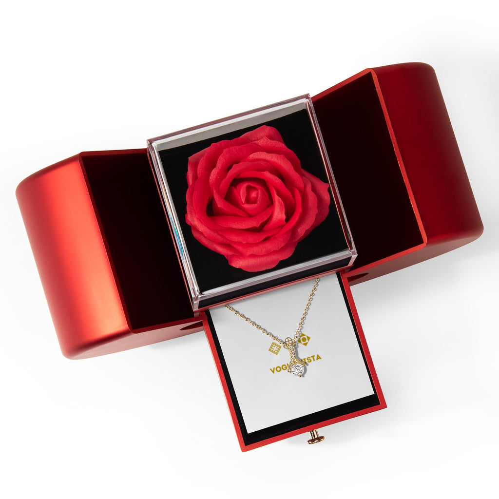 Alluring Beauty Necklace with Red Heart Rose Box